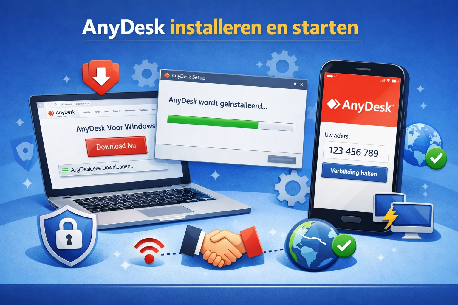 AnyDesk scherm met verbindingscode