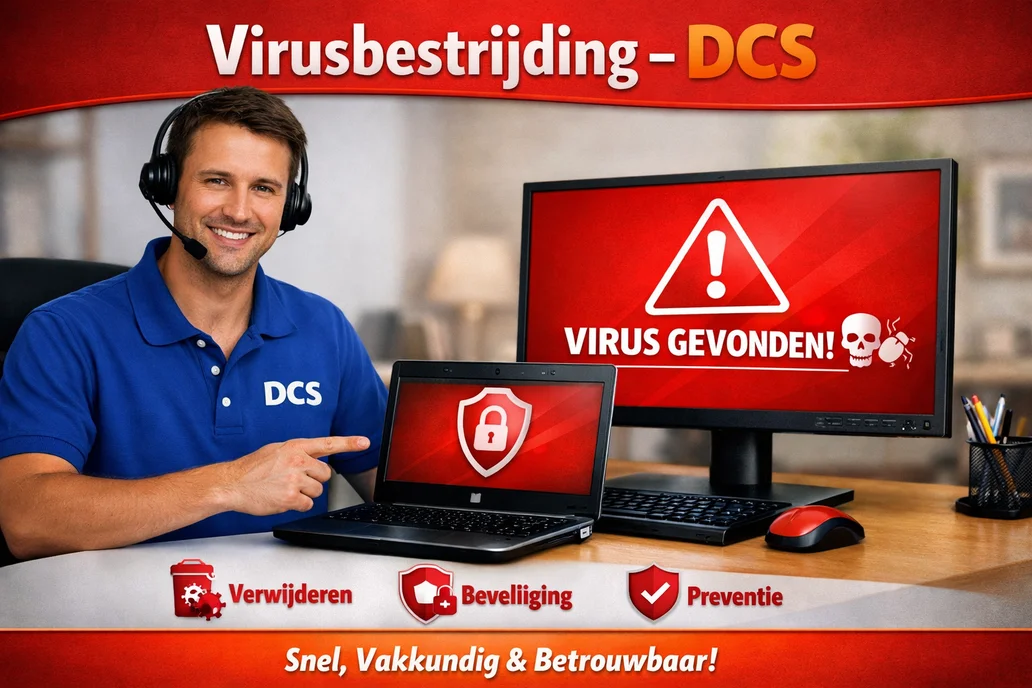 Waarschuwingsscherm malware op laptop